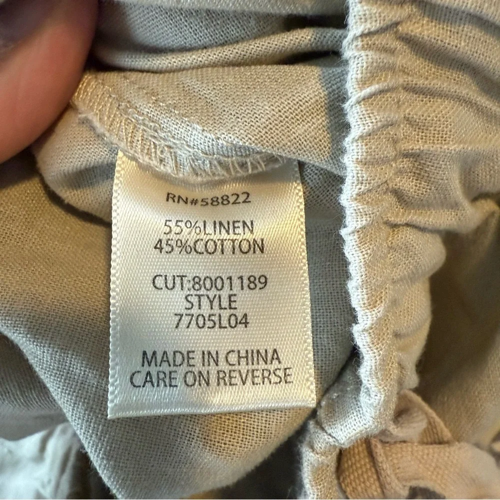 Max Studio Women's Wide-Leg Drawstring Linen Cotton Pants - Beige - Picture 8 of 10